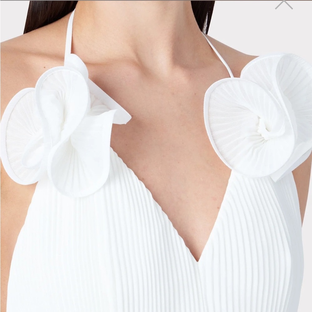 NWT MILLY Evie Pleated Maxi Dress, White Size 12